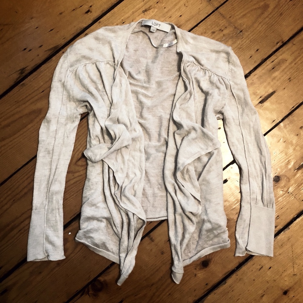 NWOT Ann Taylor LOFT sheer open lapel cardigan S